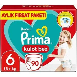 Prima Külot Bebek Bezi Beden:6 (15+KG) Extra Large 180 Adet Aylık Ekonomik Fırsat Pk