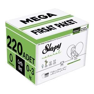 Sleepy Bebek Bezi Natural Beden:0 (0-3KG) Prematüre 220 Adet Mega Fırsat Pk