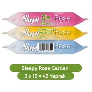 Sleepy Islak Havlu Cep Mendil 15 Yaprak (15 Li Set) Travel Pk Rose/Garden (5PK*3) 225 Yaprak