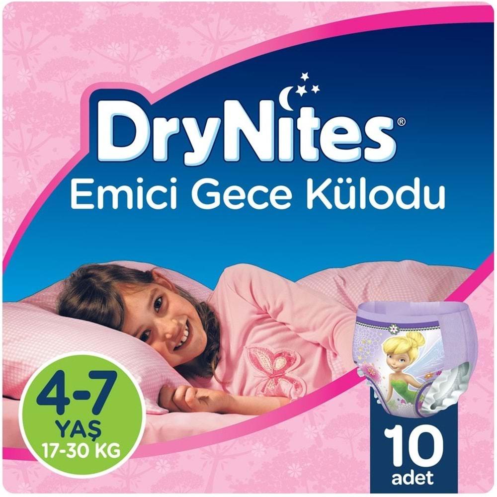 Drynites Emici Gece Külodu/Külot Bez Kız 4-7 Yaş (27-30KG) Large 10 Adet (Alt Islatmalara Karşı)