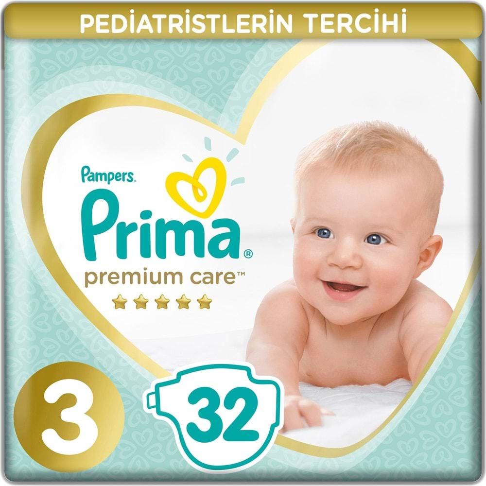 Prima Premium Care Bebek Bezi Beden:3 (6-10Kg) Midi 32 Adet Jumbo Pk