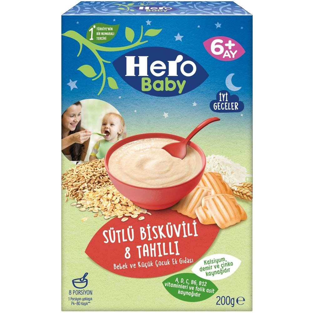 Hero Baby Kaşık Maması 200GR Sütlü Bisküvili & 8 Tahıllı