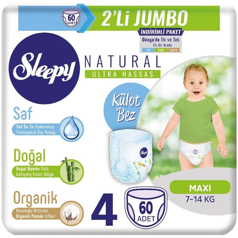 Sleepy Külot Bebek Bezi Beden:4 (7-14Kg) Maxi 60 Adet Jumbo Pk Serisi