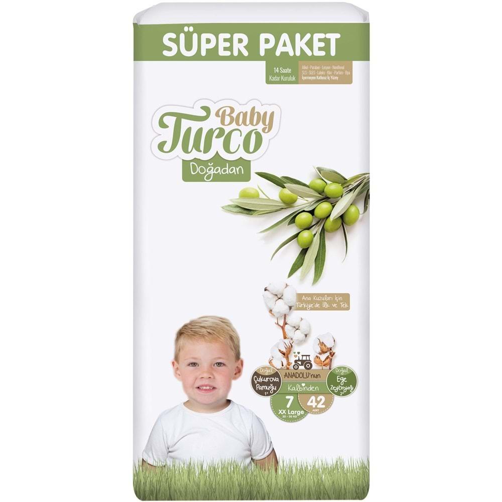 Baby Turco Bebek Bezi Doğadan Beden:7 (20-30Kg) XXLarge 42 Adet Süper Pk