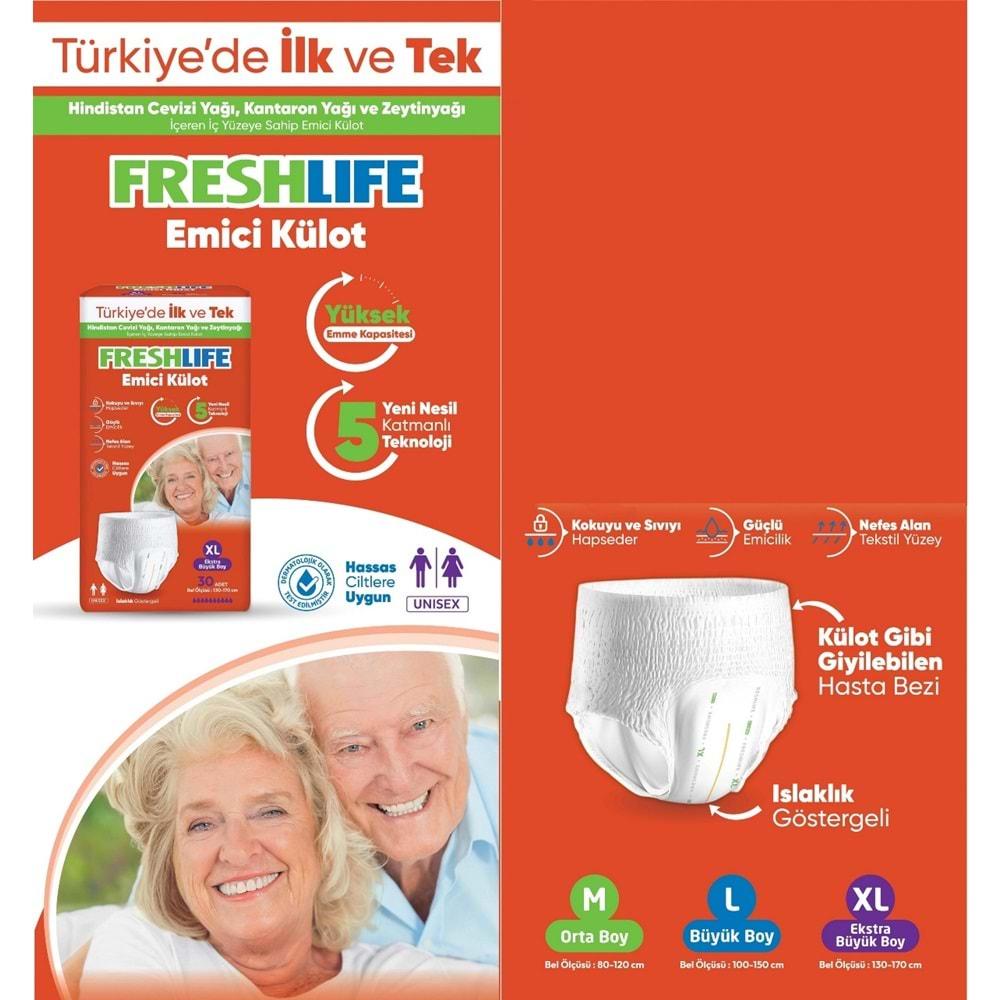 FreshLife Emici Külot Hasta Bezi Large - Büyük - L (30 Adet)