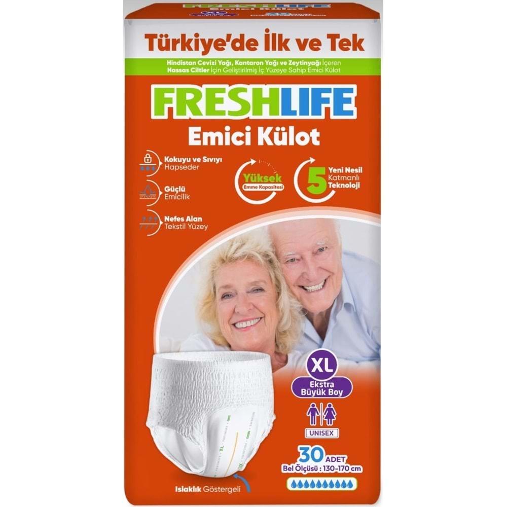 FreshLife Emici Külot Hasta Bezi XL Ekstra Büyük (30 Adet)