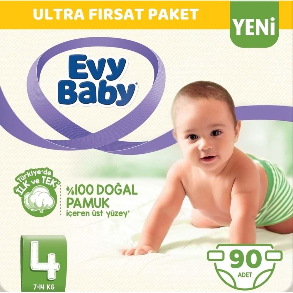 Evy Baby Bebek Bezi Beden:4 (7-14Kg) Maxi 90 Adet Ultra Fırsat Pk