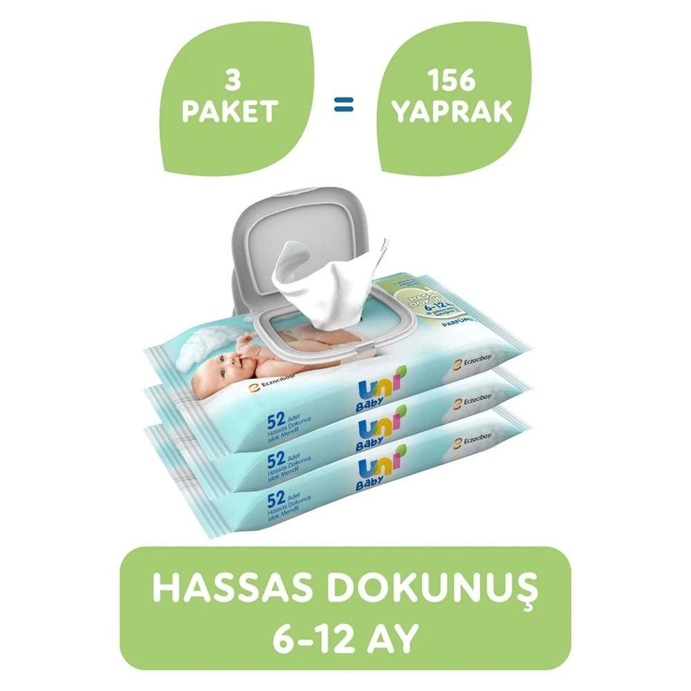 Uni Baby Islak Havlu Hassas Dokunuş 52 Yaprak (3 Lü Pk) 156 Yaprak