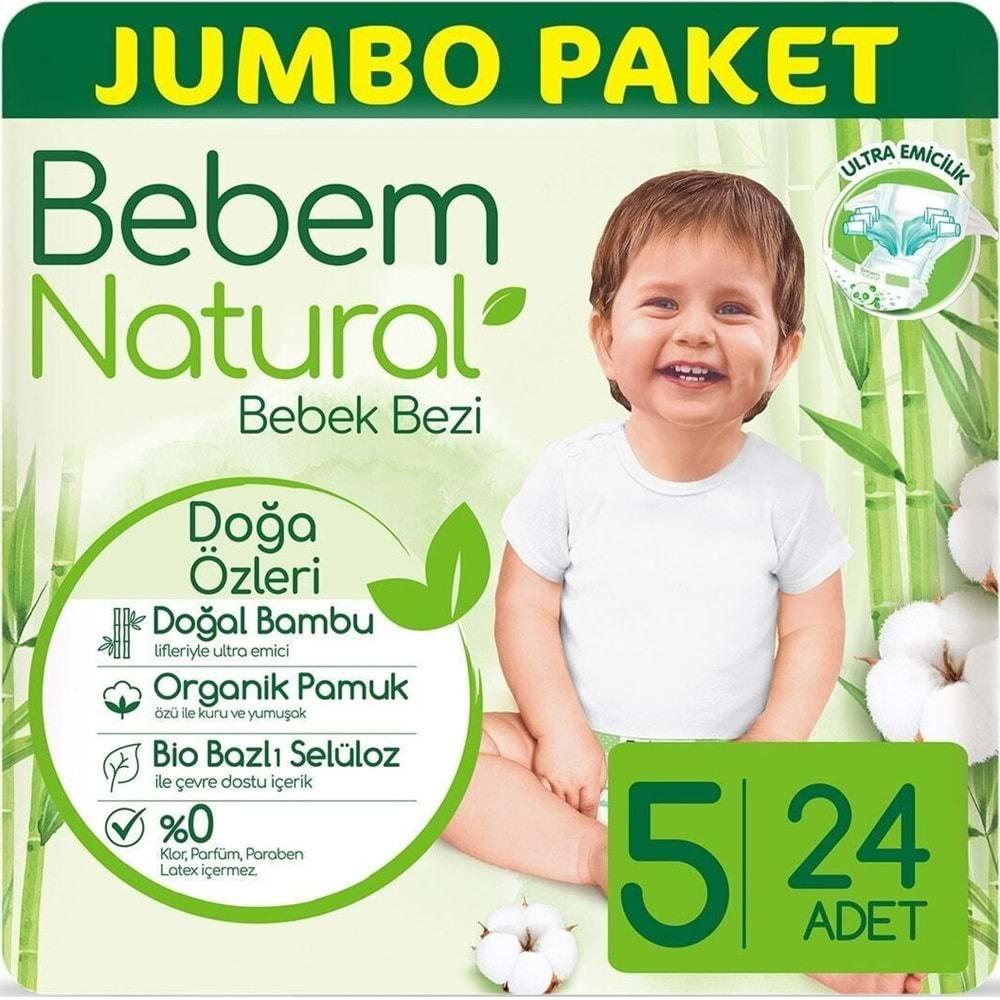 Bebem Bebek Bezi Natural Beden:5 (11-18Kg) Junior 24 Adet Jumbo Pk