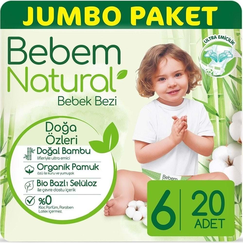 Bebem Bebek Bezi Natural Beden:6 (15+Kg) Ekstra Large 20 Adet Jumbo Pk