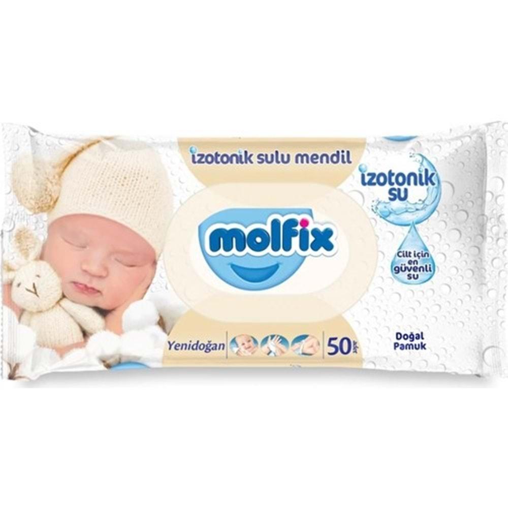 Molfix Islak Havlu Mendil İzotonik Yeni Doğan 3 Pk 50 Yaprak Pamuklu Plastik Kapaklı