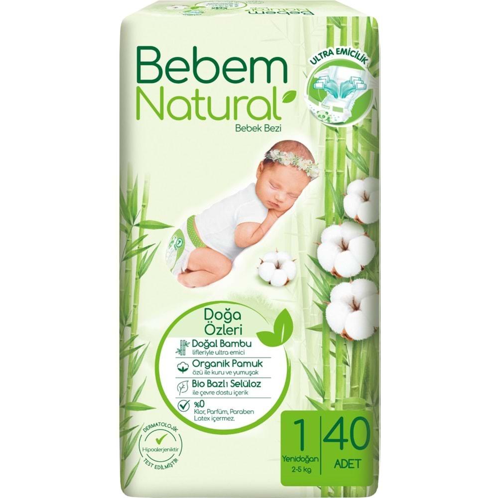 Bebem Bebek Bezi Natural Beden:1 (2-5Kg) Yenidoğan 40 Adet Jumbo Pk