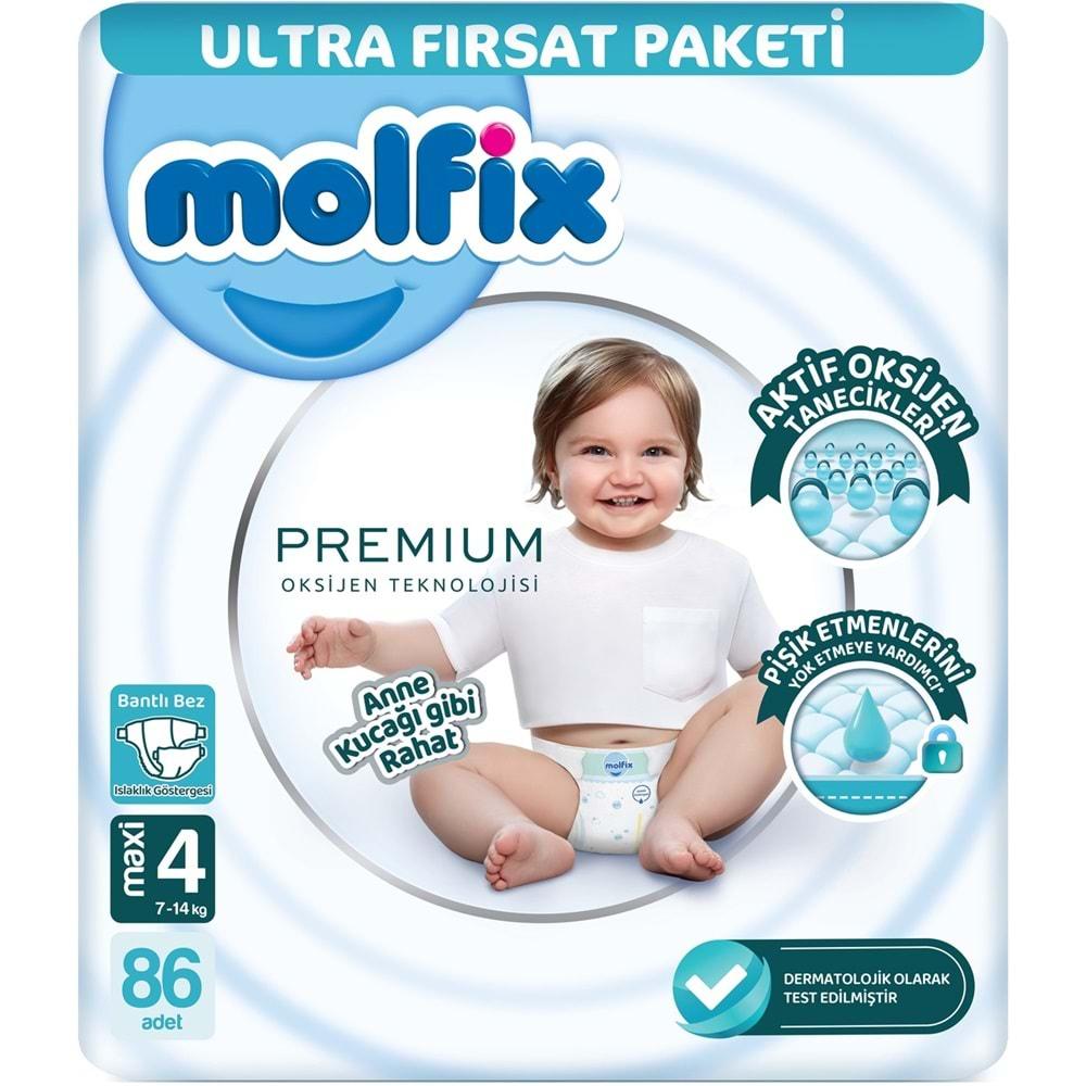 Molfix Premium Bebek Bezi Beden:4 (7-14KG) Maxi 86 Adet Ultra Fırsat Pk