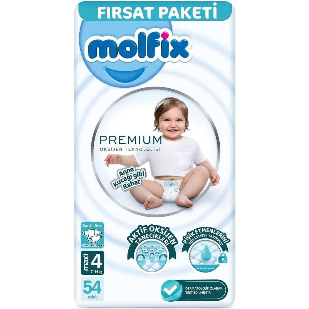 Molfix Premium Bebek Bezi Beden:4 (7-14KG) Maxi 54 Adet Fırsat Pk