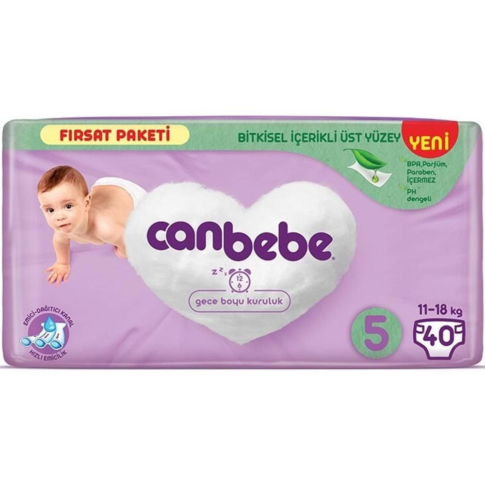 Canbebe Bebek Bezi Beden:5 (11-18Kg) Junior 40 Adet Fırsat Pk