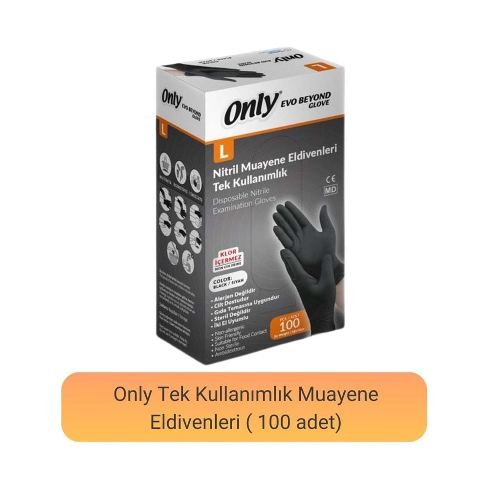 Only Evo Beyond Glove Nitril Siyah Pudrasız Muayene Eldiveni 100 Lü Pk L - Large - Büyük