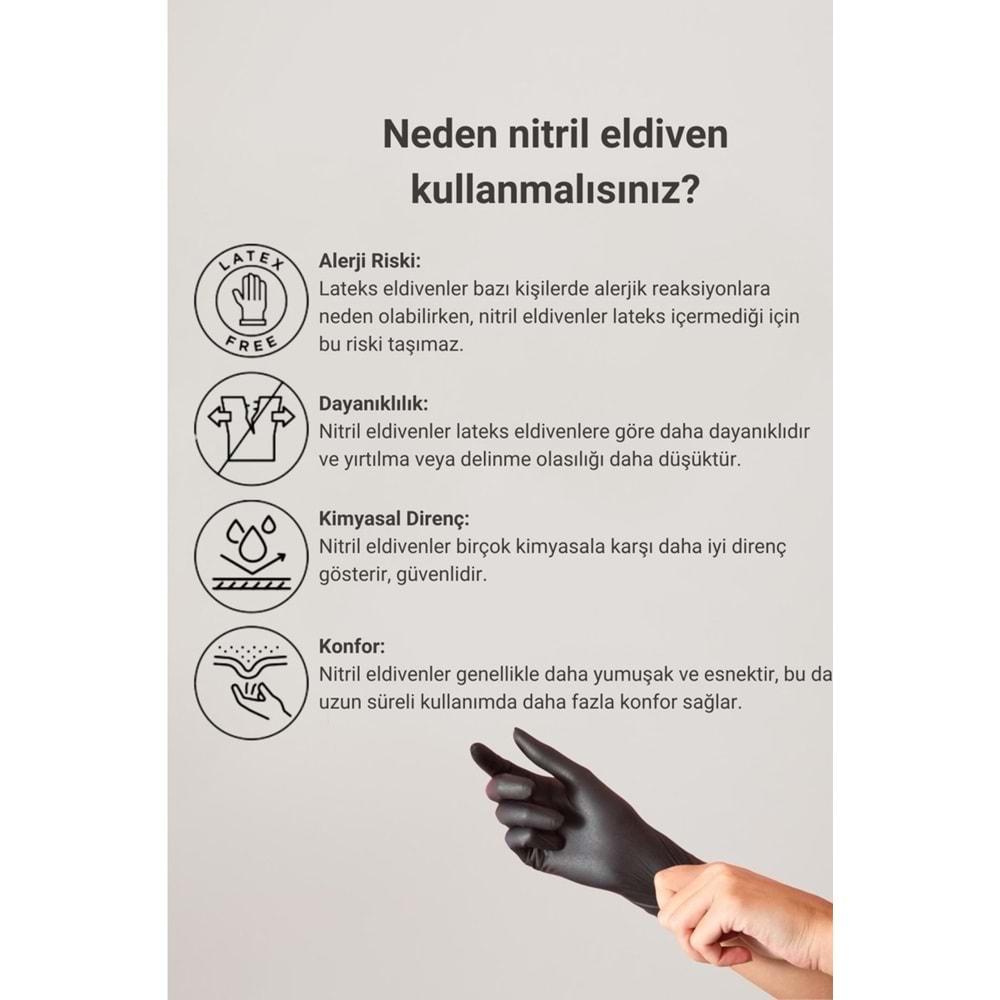 Only Evo Beyond Glove Nitril Siyah Pudrasız Muayene Eldiveni 100 Lü Pk L - Large - Büyük