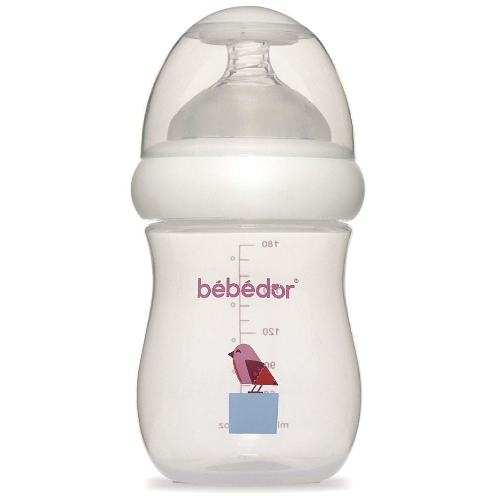 Bebedor Desenli Geniş Ağızlı PP Biberon 180ML (Kod:97322) - Mor