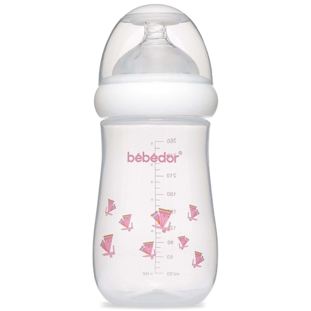 Bebedor Desenli Geniş Ağızlı PP Biberon 260ML (Kod:98322) - Pembe