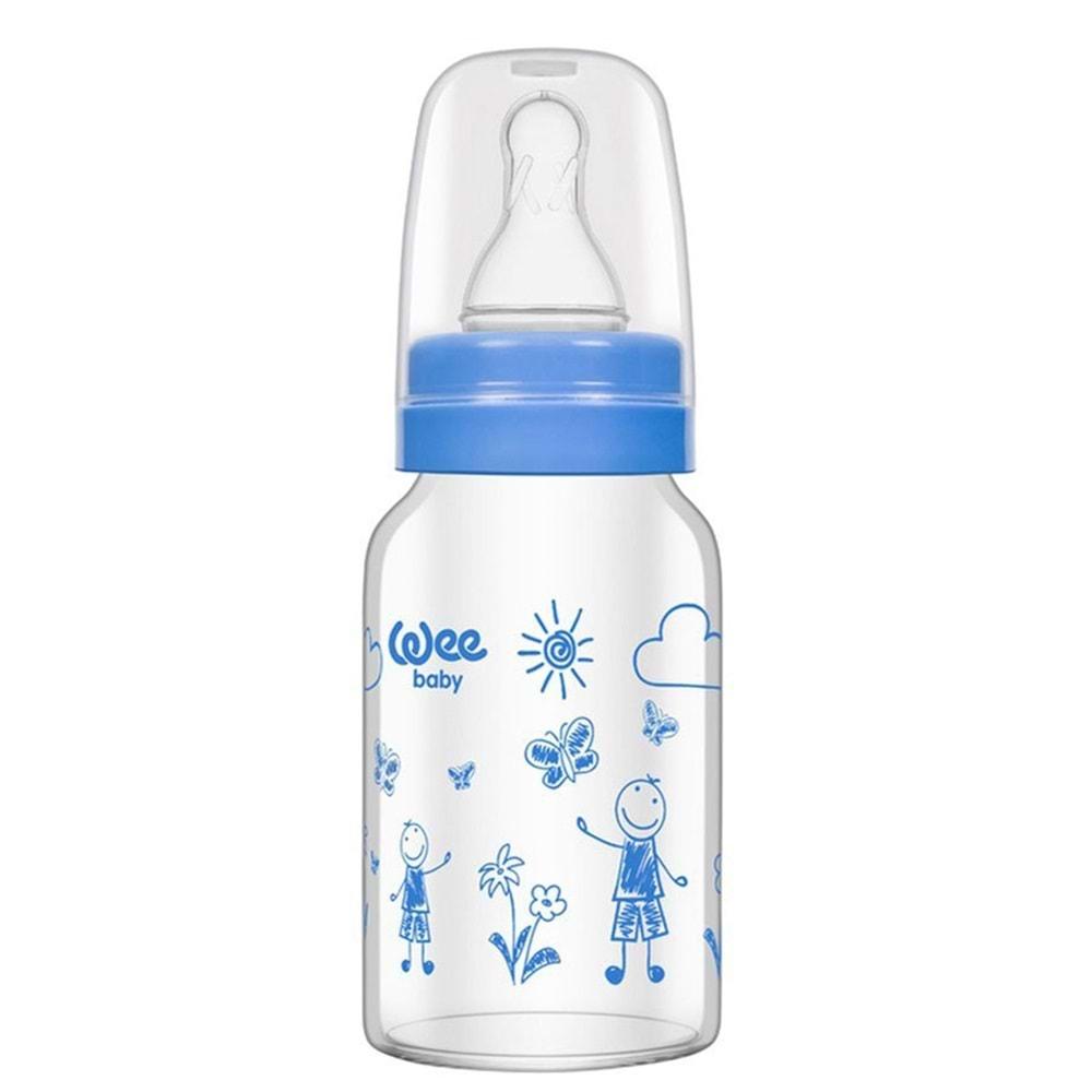 Wee Baby Isıya Dayanıklı Cam Biberon 120ML (Kod:770) - Mavi