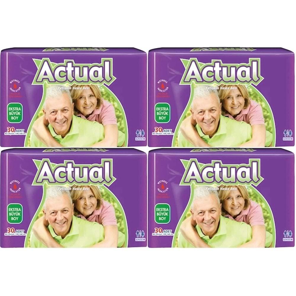 Actual Yetişkin Hasta Bezi Bel Bantlı XL-Ekstra Büyük 120 Adet (4PK*30)