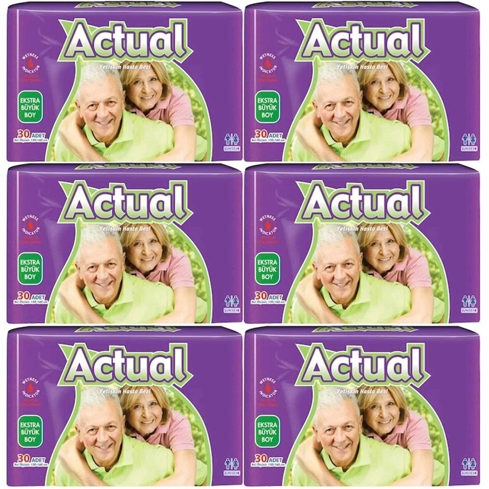 Actual Yetişkin Hasta Bezi Bel Bantlı XL-Ekstra Büyük 180 Adet (6PK*30)