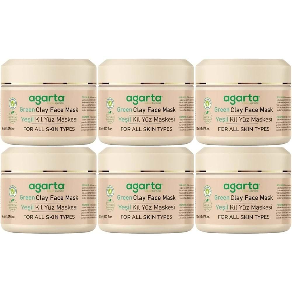Agarta Doğal Yeşil Kil Yüz Maskesi 150ML (6 Lı Set)