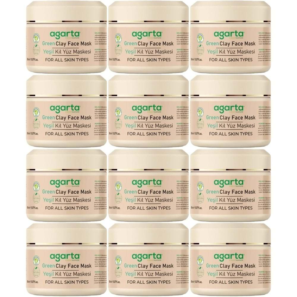 Agarta Doğal Yeşil Kil Yüz Maskesi 150ML (12 Li Set)