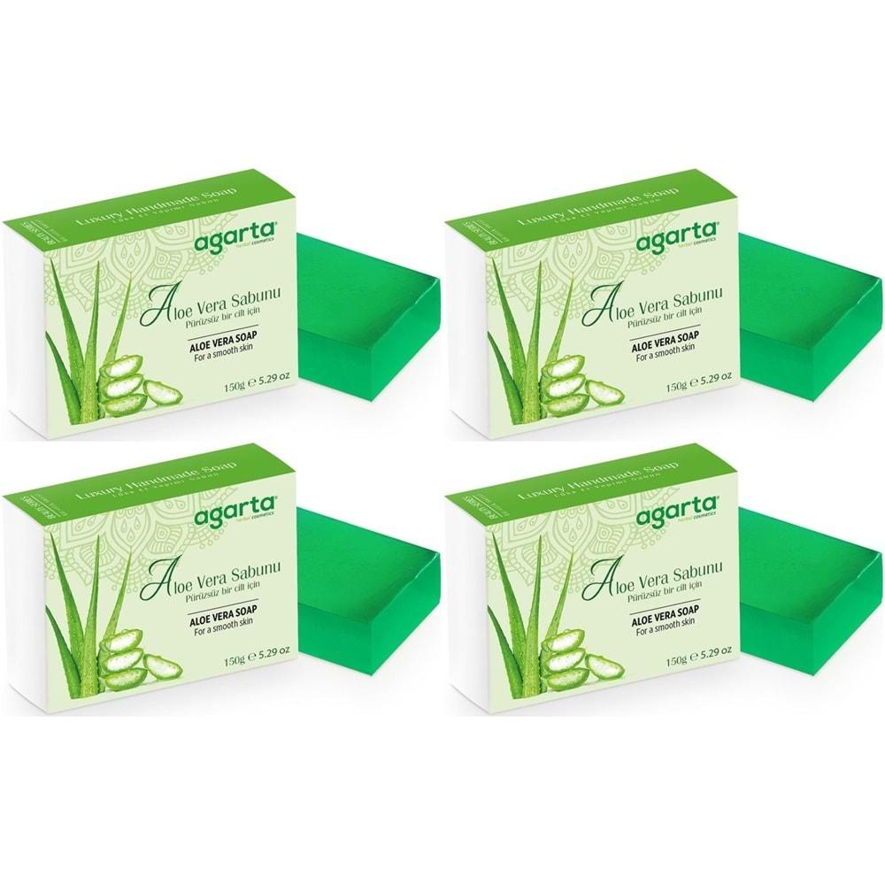 Agarta El Yapımı Doğal Sabun 150GR Aloe Vera (4 Lü Set)