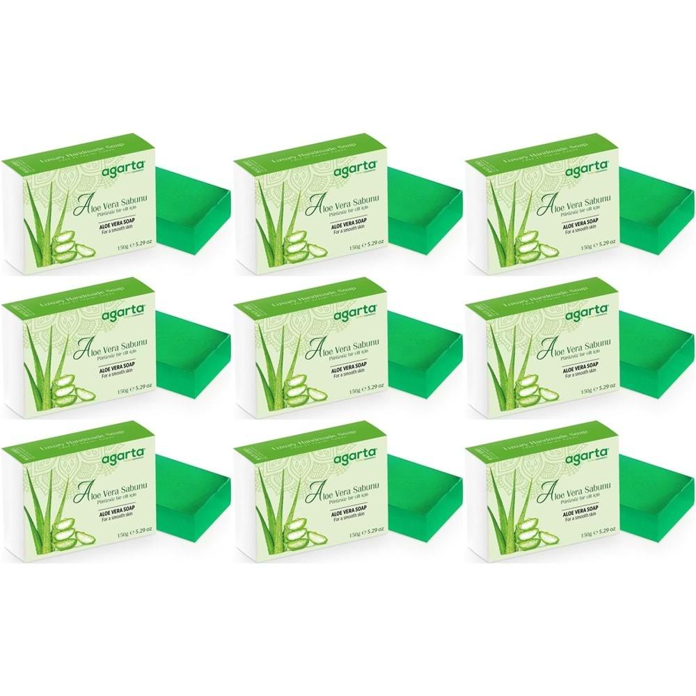 Agarta El Yapımı Doğal Sabun 150GR Aloe Vera (9 Lu Set)