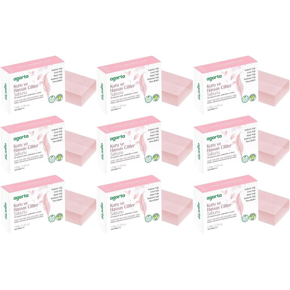 Agarta El Yapımı Doğal Sabun 150GR Kuru ve Hassas Ciltler (9 Lu Set)