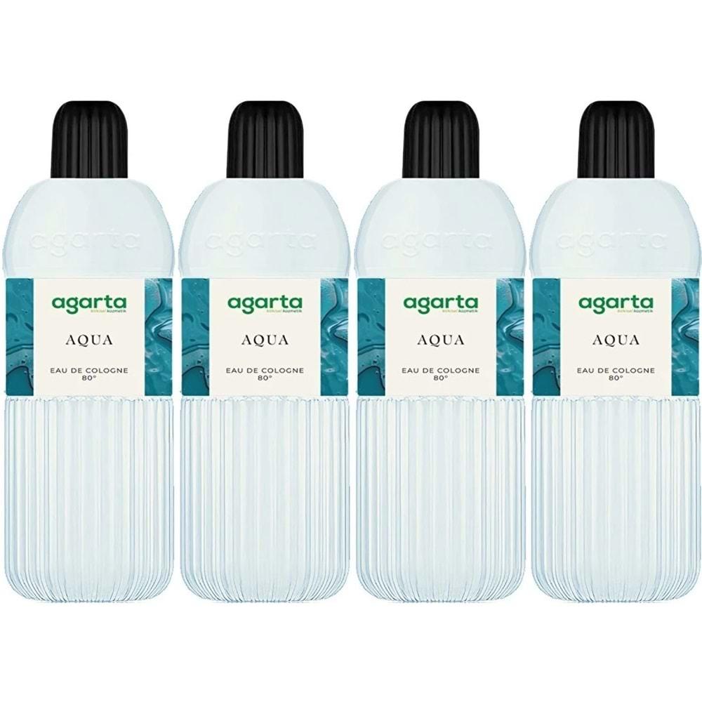 Agarta Kolonya 400 ML Aqua 80 Derece Pet Şişe (4 Lü Set)