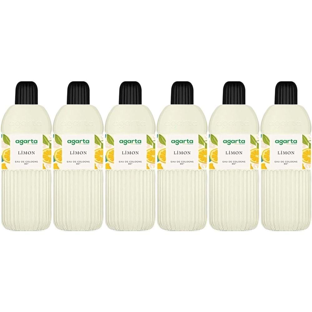 Agarta Kolonya 400 ML Limon 80 Derece Pet Şişe (6 Lı Set)