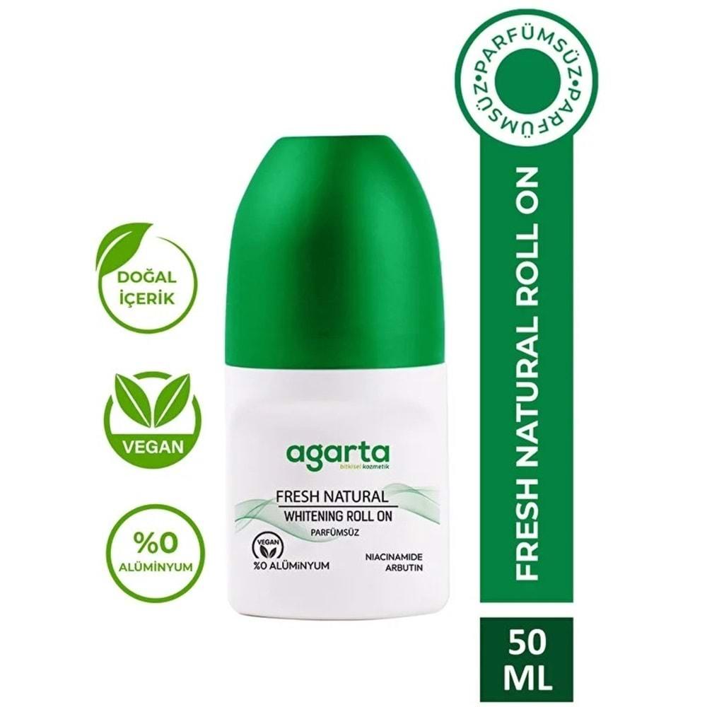 Agarta Roll-On Unisex 50 ML Parfümsüz Natural (24 Saat Etkili Ter Kokusu Önleyici) (3 Lü Set)