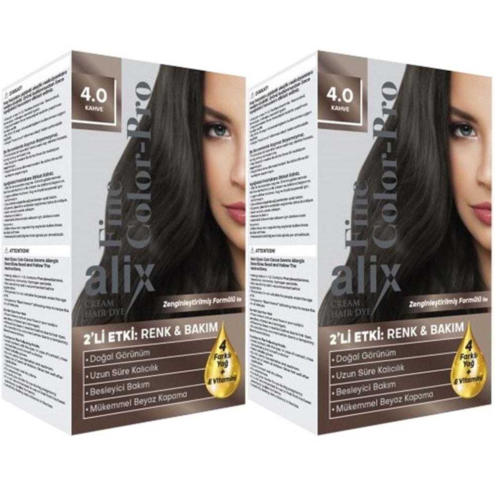 Alix 50ML Kit Saç Boyası 4.0 Kahve (2 Li Set)