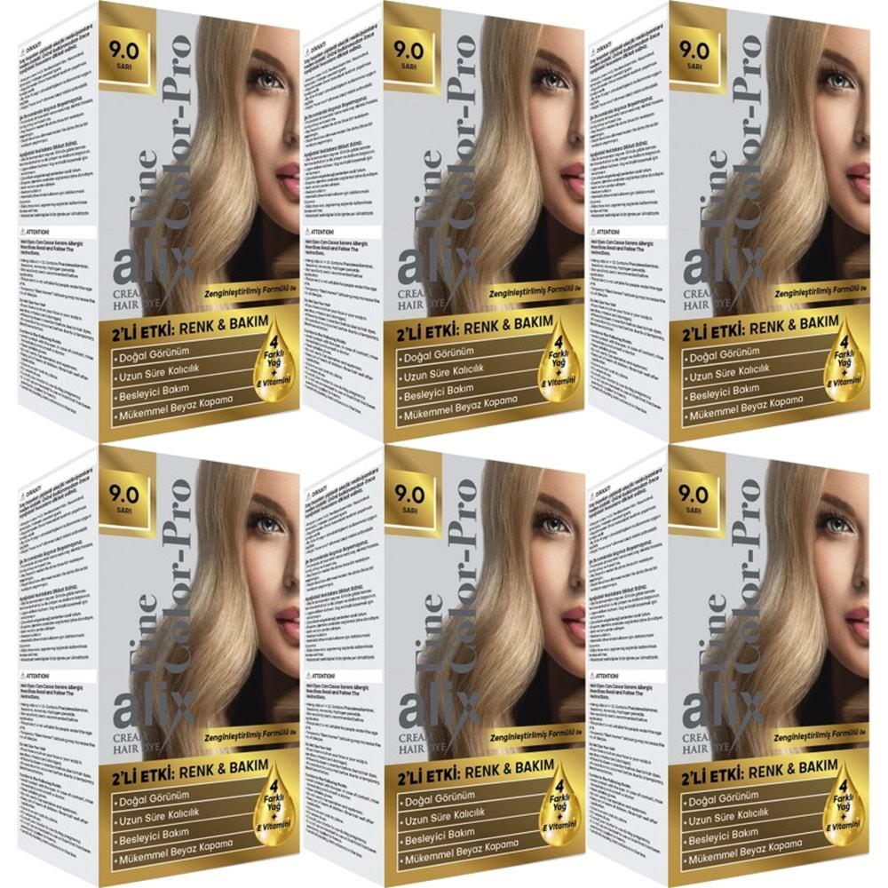 Alix 50ML Kit Saç Boyası 9.0 Sarı (6 Lı Set)