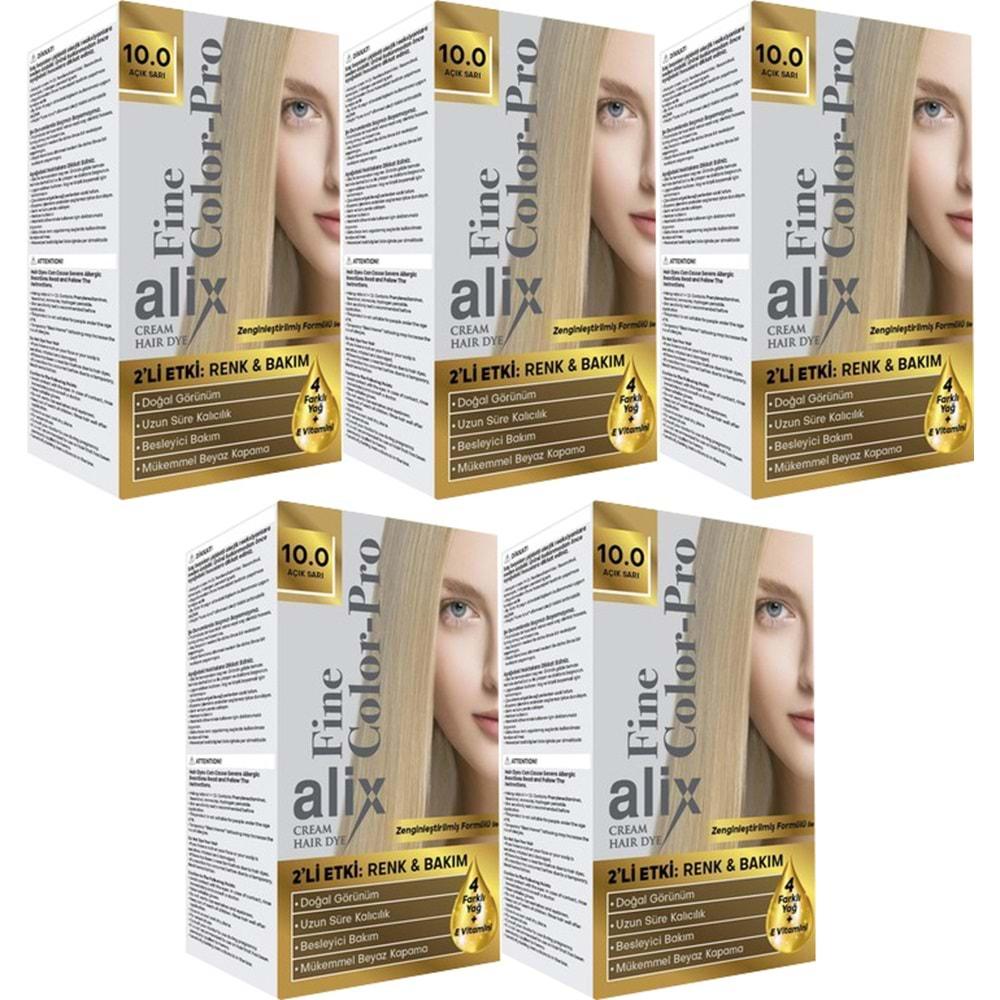Alix 50ML Kit Saç Boyası 10.0 Açık Sarı (5 Li Set)