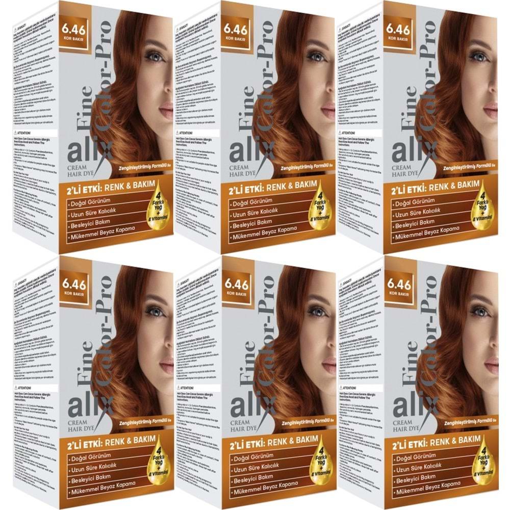 Alix 50ML Kit Saç Boyası 6.46 Kor Bakır (6 Lı Set)
