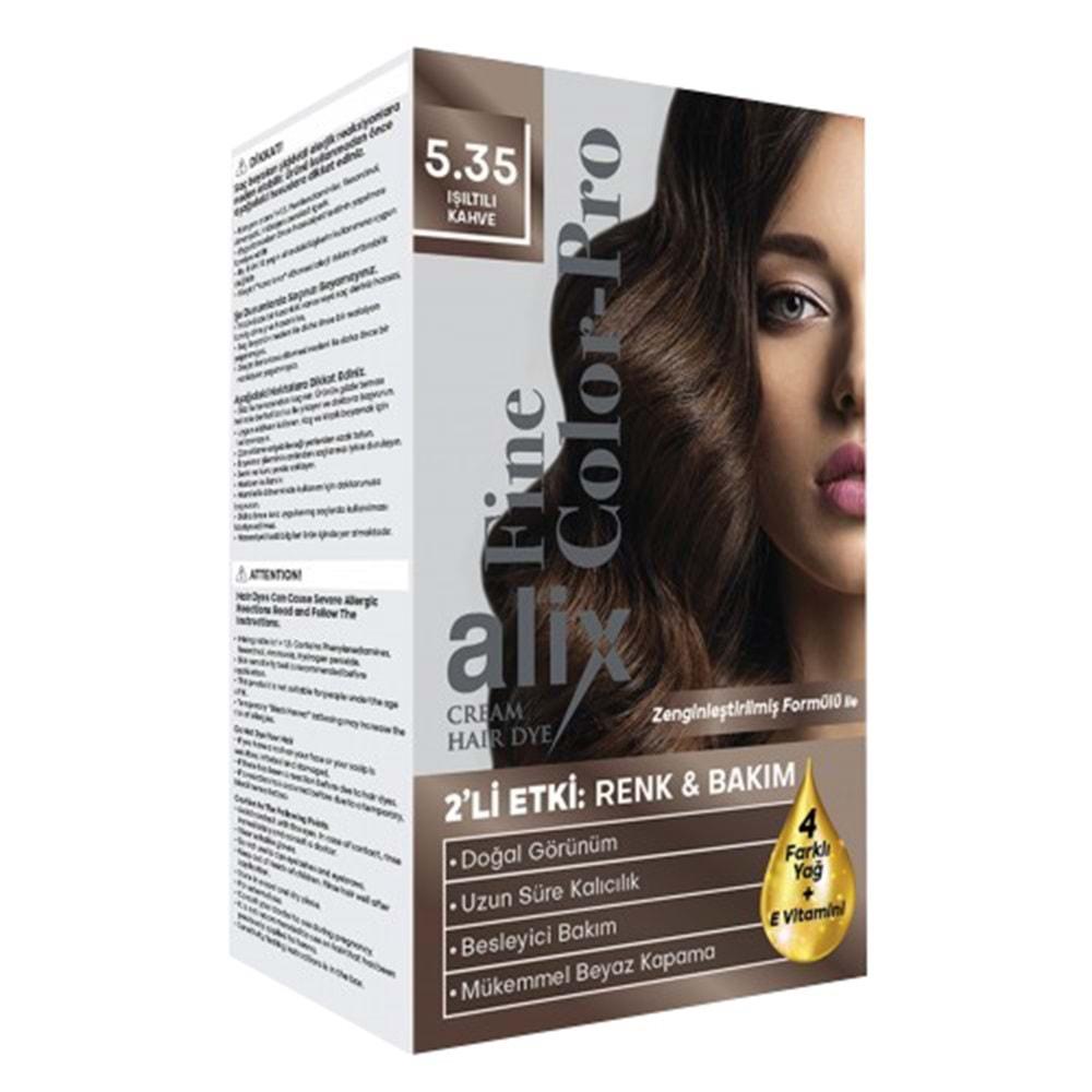 Alix 50ML Kit Saç Boyası 5.35 Işıltılı Kahve (5 Li Set)