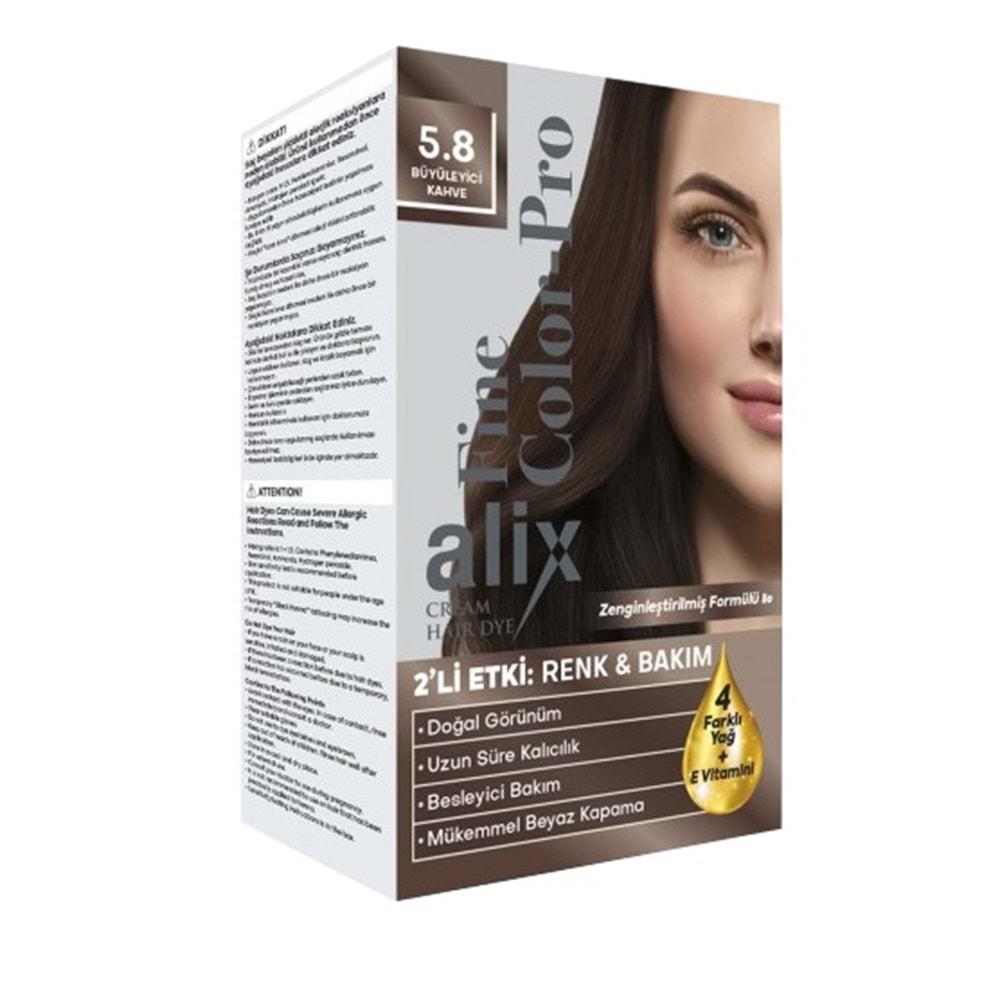 Alix 50ML Kit Saç Boyası 5.8 Büyüleyici Kahve (4 Lü Set)