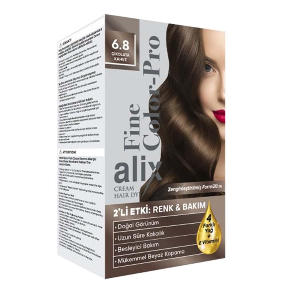 Alix 50ML Kit Saç Boyası 6.8 Çikolota Kahve (3 Lü Set)