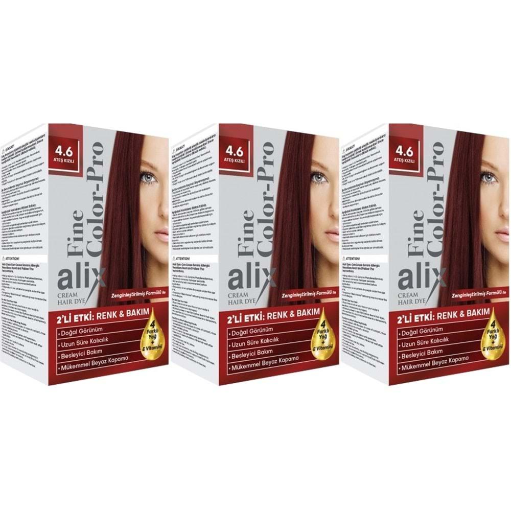 Alix 50ML Kit Saç Boyası 4.6 Ateş Kızılı (3 Lü Set)
