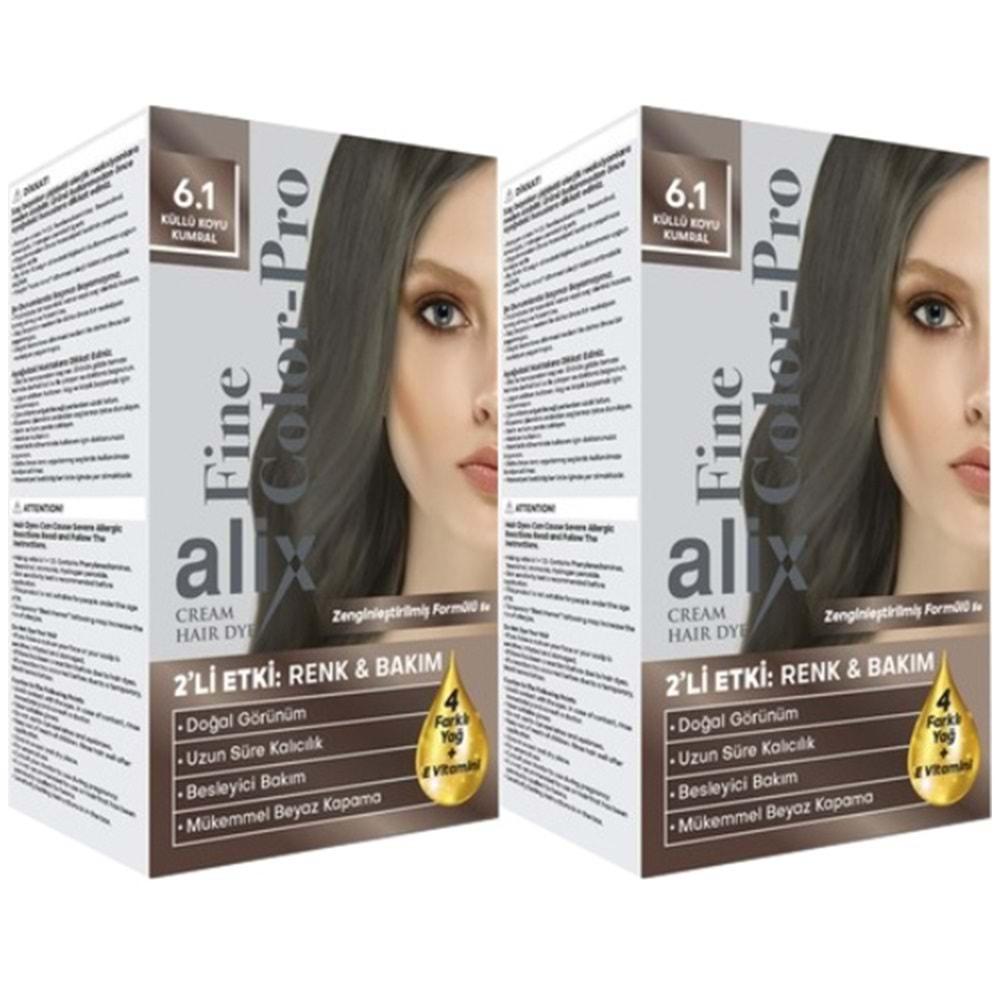 Alix 50ML Kit Saç Boyası 6.1 Küllü Koyu Kumral (2 Li Set)