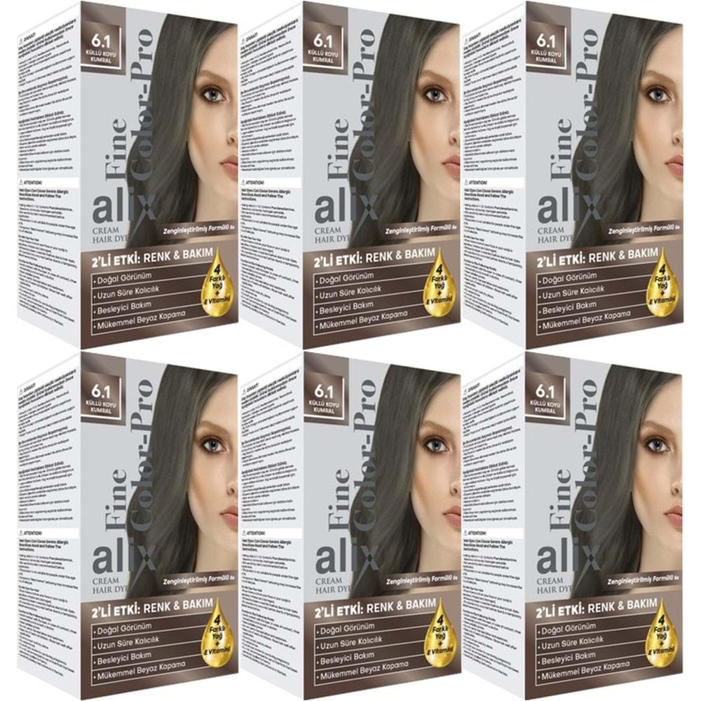 Alix 50ML Kit Saç Boyası 6.1 Küllü Koyu Kumral (6 Lı Set)