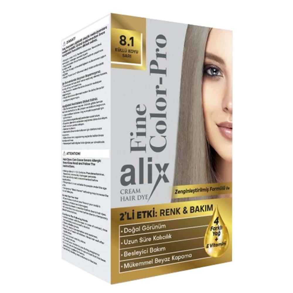 Alix 50ML Kit Saç Boyası 8.1 Küllü Koyu Sarı (4 Lü Set)