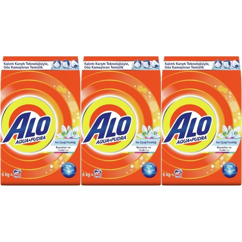 Alo Matik Toz Çamaşır Deterjanı 18KG Kar Çiçeği Ferahlğı / Renkliler ve Beyazlar (3PK*6KG) (120 Yıkama)