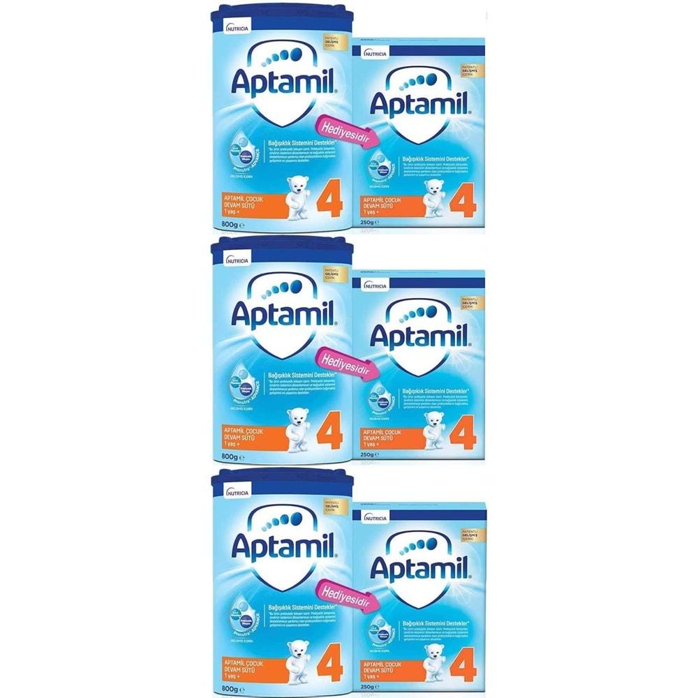 Nutrıcıa Aptamil 800GR+250GR:1050GR Devam Sütü No:4 (1 Yaş ve Üzeri) Avantaj Pk (3 Lü Set)