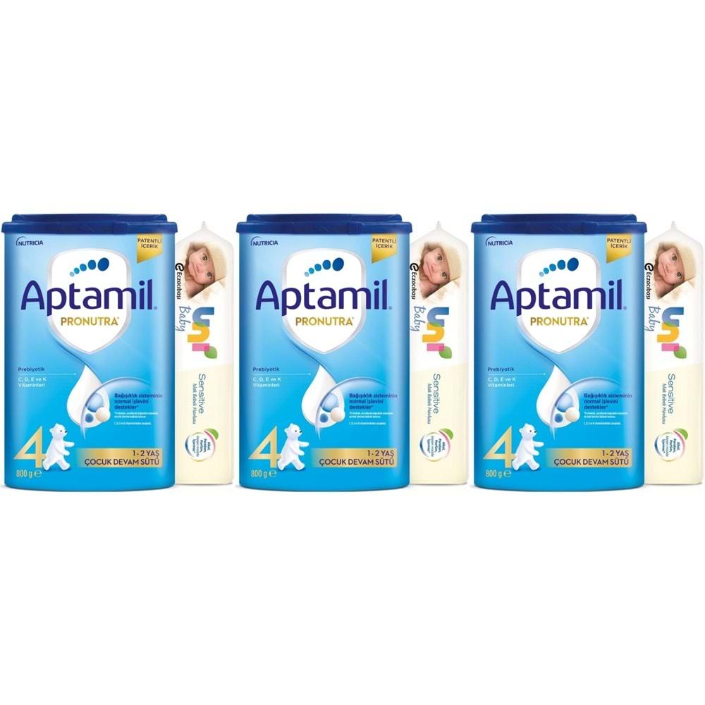 Nutrıcıa Aptamil Pronutra 800GR Devam Sütü No:4 (1-2 Yaş) + Islak Mendil Hediye (3 Lü Set)