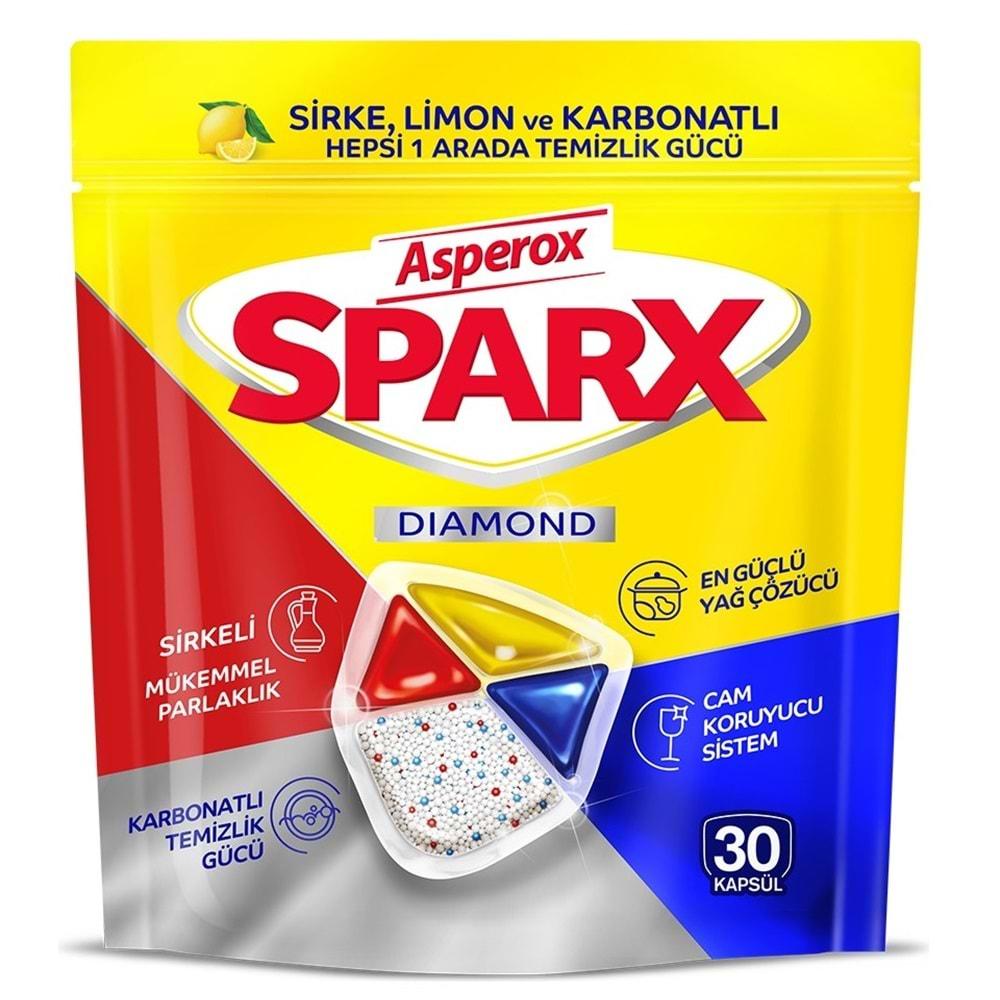 Asperox Sparx Bulaşık Makinesi Kapsülü 120 Adet Hepsi 1 Arada (Sirke-Limon-Karbonatlı) (4PK*30)