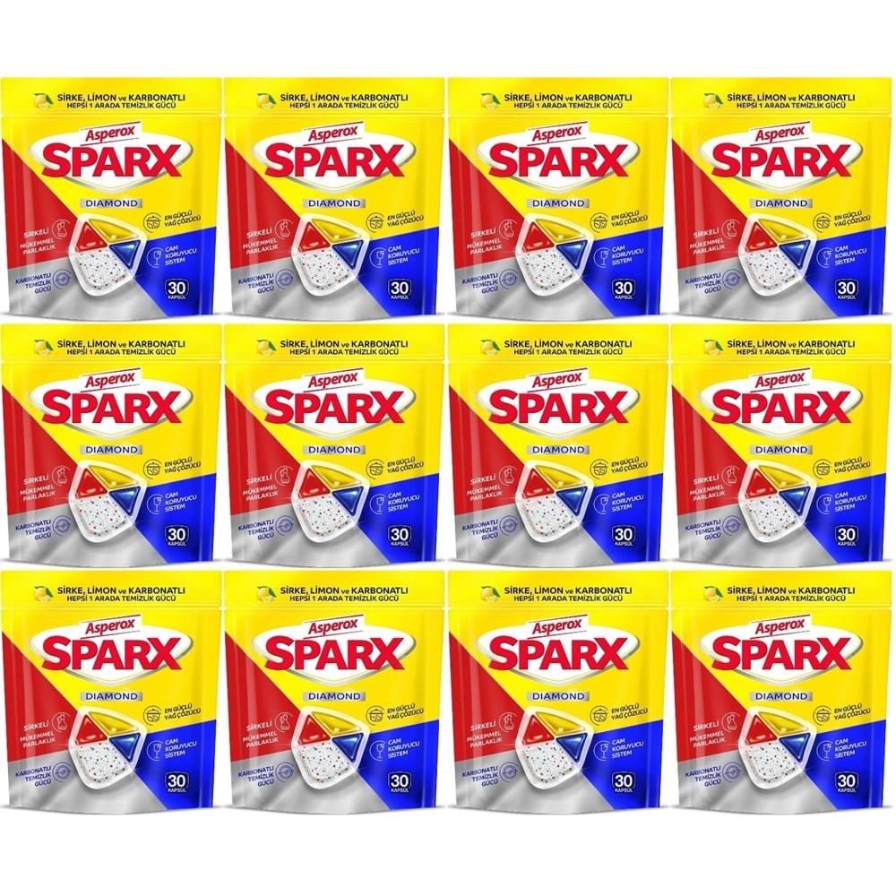 Asperox Sparx Bulaşık Makinesi Kapsülü 360 Adet Hepsi 1 Arada (Sirke-Limon-Karbonatlı) (12PK*30)